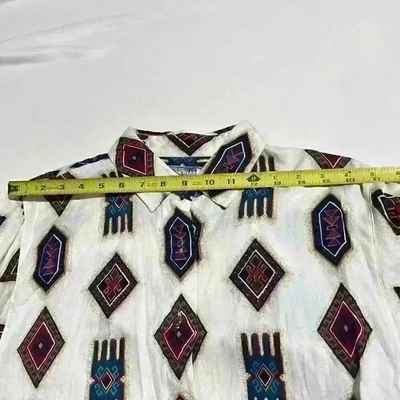 Vintage Wrangler Western Wear Aztec Colorful Button Up Shirt Womens Size Large - Picture 7 of 10